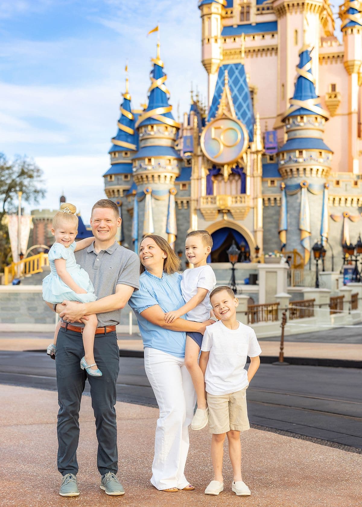 Family group photo at Disney World's Magic Kingdom