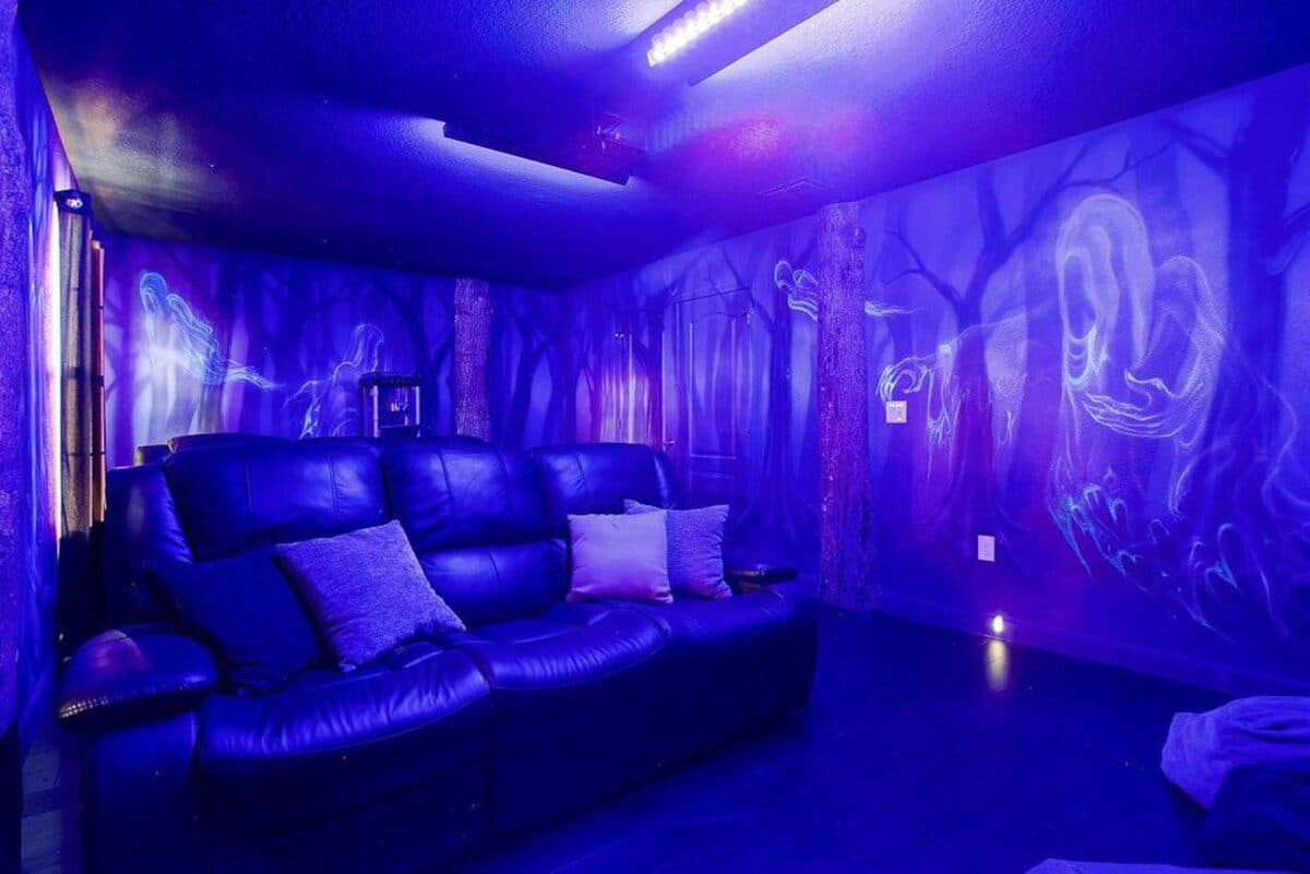 Whispering Woods Cinema — blacklight murals for your post-show movie night